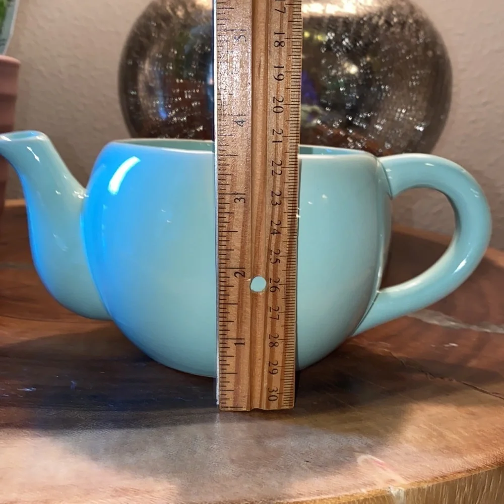 Mint green ceramic glass teapot planter gift package flower vase 6”x 3.5” potter